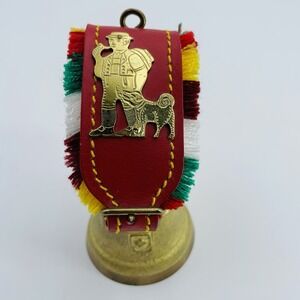 Vintage Hampi Swiss Cow Bell & Decorative Leather Strap Appenzell Hand Work